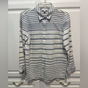 J. Jill Blue White Stripe Long Sleeve Button Front Shirt Women’s Size XSmall